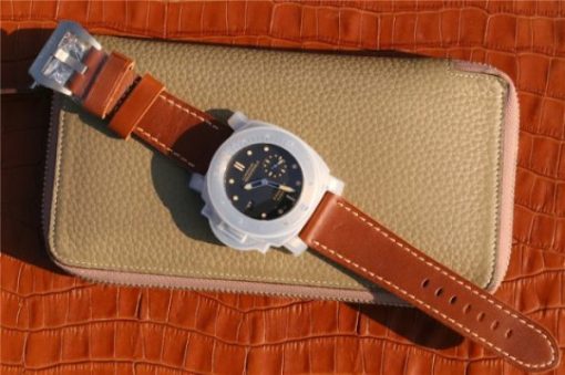 Replica Panerai PAM569 Titanium XF Brown Thick Leather Strap P9000 - Image 8