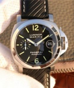 Replica Panerai PAM048 XF Black Dial Black Leather Strap A7750