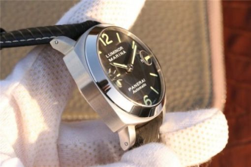 Replica Panerai PAM048 XF Black Dial Black Leather Strap A7750 - Image 4