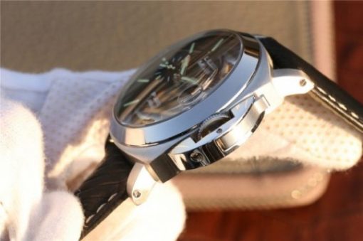 Replica Panerai PAM048 XF Black Dial Black Leather Strap A7750 - Image 5