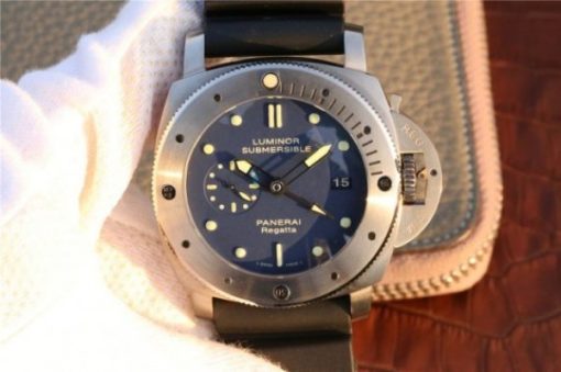 Replica Panerai PAM371 Titanium Blue Dial XF Black Rubber Strap P9001