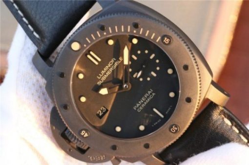 Replica Panerai PAM607 XF Left Handed Real Ceramic Black Leather Strap P9000 - Image 3