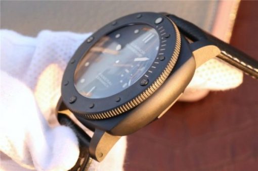 Replica Panerai PAM607 XF Left Handed Real Ceramic Black Leather Strap P9000 - Image 5