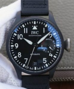 Replica IWC Big Pilot Real PR IW502001 Real Ceramic ZF V2 Black Calfskin Strap A51111