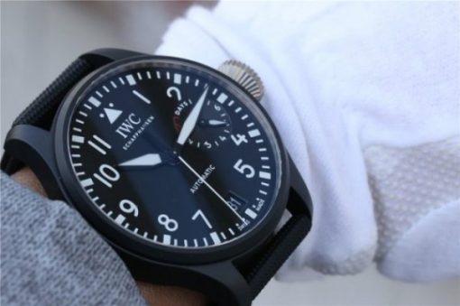 Replica IWC Big Pilot Real PR IW502001 Real Ceramic ZF V2 Black Calfskin Strap A51111 - Image 16