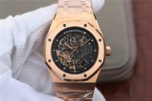 Replica Audemars Piguet Royal Oak 41mm Double Balance Wheel Openworked 15407 RG JF  RG Bracelet A3132