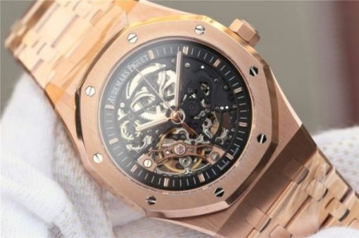 Replica Audemars Piguet Royal Oak 41mm Double Balance Wheel Openworked 15407 RG JF  RG Bracelet A3132 - Image 3