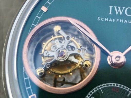 Replica IWC Portuguese Tourbillon IW5463 SS YLF Green Dial RG Markers Black Leather Strap A98900 - Image 5