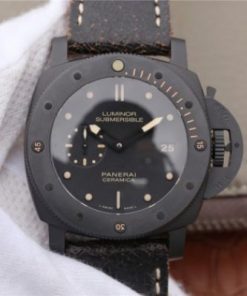 Replica Panerai PAM508 VSF Real Ceramic Black Distressed Calfskin Strap P.9000