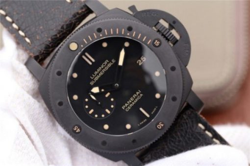 Replica Panerai PAM508 VSF Real Ceramic Black Distressed Calfskin Strap P.9000 - Image 3