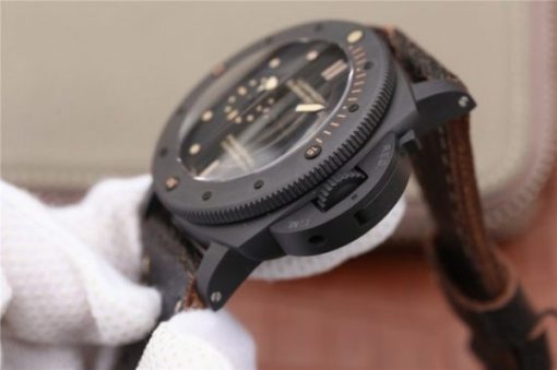 Replica Panerai PAM508 VSF Real Ceramic Black Distressed Calfskin Strap P.9000 - Image 5