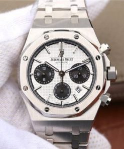 Replica Audemars Piguet Royal Oak Chronograph SS JHF White/Black Dial SS Bracelet A7750