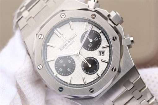 Replica Audemars Piguet Royal Oak Chronograph SS JHF White/Black Dial SS Bracelet A7750 - Image 3