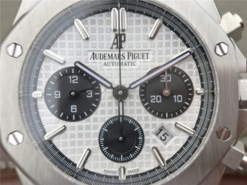 Replica Audemars Piguet Royal Oak Chronograph SS JHF White/Black Dial SS Bracelet A7750 - Image 8