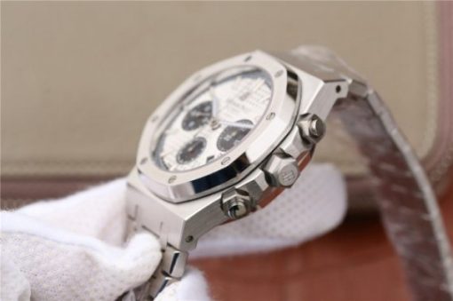 Replica Audemars Piguet Royal Oak Chronograph SS JHF White/Black Dial SS Bracelet A7750 - Image 9
