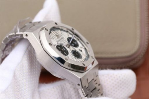 Replica Audemars Piguet Royal Oak Chronograph SS JHF White/Black Dial SS Bracelet A7750 - Image 10