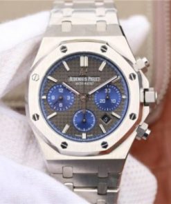 Replica Audemars Piguet Royal Oak Chronograph SS JHF Gray/Blue Dial SS Bracelet A7750