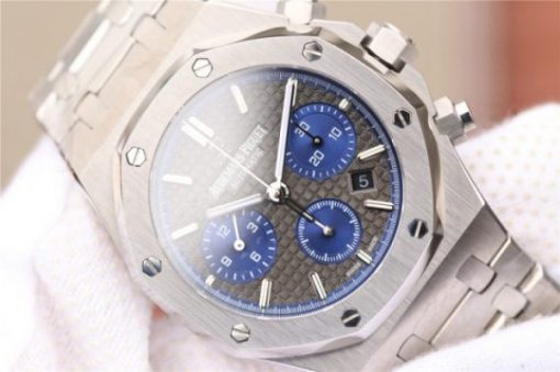 Replica Audemars Piguet Royal Oak Chronograph SS JHF Gray/Blue Dial SS Bracelet A7750 - Image 3