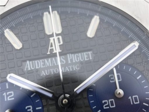 Replica Audemars Piguet Royal Oak Chronograph SS JHF Gray/Blue Dial SS Bracelet A7750 - Image 7