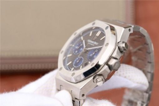 Replica Audemars Piguet Royal Oak Chronograph SS JHF Gray/Blue Dial SS Bracelet A7750 - Image 9