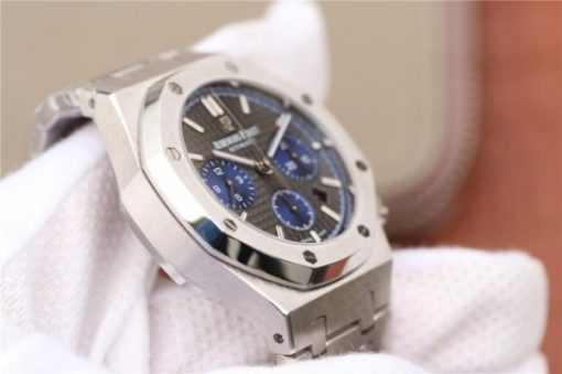 Replica Audemars Piguet Royal Oak Chronograph SS JHF Gray/Blue Dial SS Bracelet A7750 - Image 10