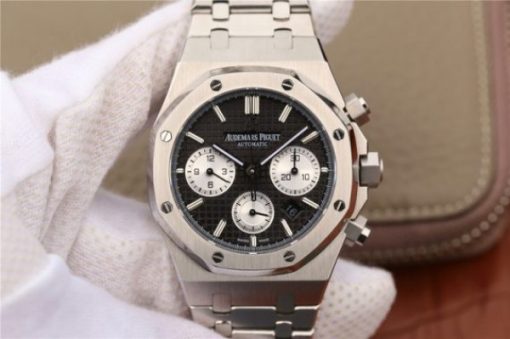 Replica Audemars Piguet Royal Oak Chronograph SS JHF Black/White Dial SS Bracelet A7750