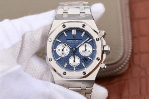 Replica Audemars Piguet Royal Oak Chronograph SS JHF Blue/White Dial SS Bracelet A7750