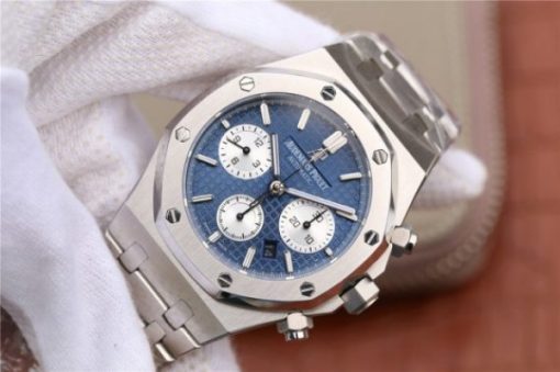Replica Audemars Piguet Royal Oak Chronograph SS JHF Blue/White Dial SS Bracelet A7750 - Image 2