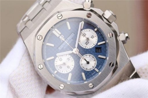 Replica Audemars Piguet Royal Oak Chronograph SS JHF Blue/White Dial SS Bracelet A7750 - Image 3