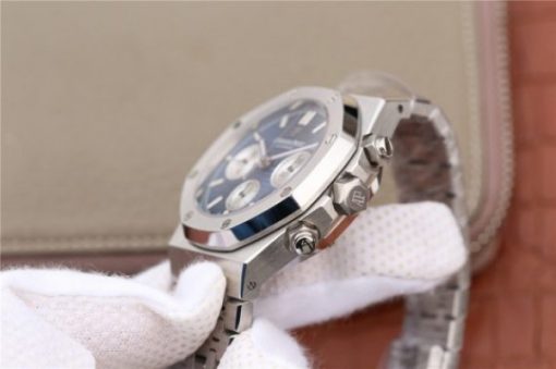 Replica Audemars Piguet Royal Oak Chronograph SS JHF Blue/White Dial SS Bracelet A7750 - Image 10