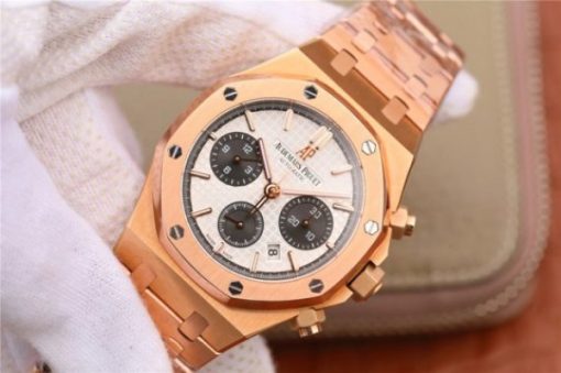 Replica Audemars Piguet Royal Oak Chronograph RG JHF White/Black Dial RG Bracelet A7750 - Image 2