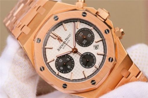 Replica Audemars Piguet Royal Oak Chronograph RG JHF White/Black Dial RG Bracelet A7750 - Image 3