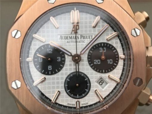 Replica Audemars Piguet Royal Oak Chronograph RG JHF White/Black Dial RG Bracelet A7750 - Image 9