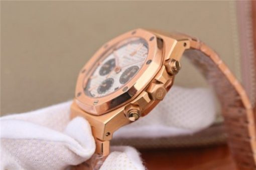 Replica Audemars Piguet Royal Oak Chronograph RG JHF White/Black Dial RG Bracelet A7750 - Image 11