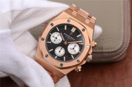 Replica Audemars Piguet Royal Oak Chronograph RG JHF Black/White Dial RG Bracelet A7750 - Image 2