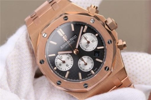 Replica Audemars Piguet Royal Oak Chronograph RG JHF Black/White Dial RG Bracelet A7750 - Image 3