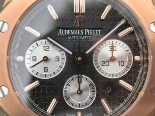 Replica Audemars Piguet Royal Oak Chronograph RG JHF Black/White Dial RG Bracelet A7750 - Image 9