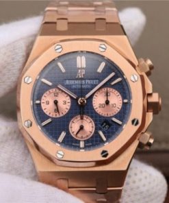 Replica Audemars Piguet Royal Oak Chronograph RG JHF Blue/RG Dial RG Bracelet A7750