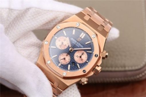 Replica Audemars Piguet Royal Oak Chronograph RG JHF Blue/RG Dial RG Bracelet A7750 - Image 2