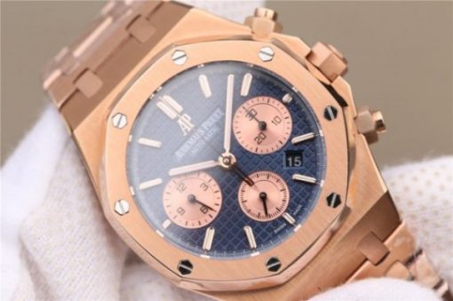 Replica Audemars Piguet Royal Oak Chronograph RG JHF Blue/RG Dial RG Bracelet A7750 - Image 3