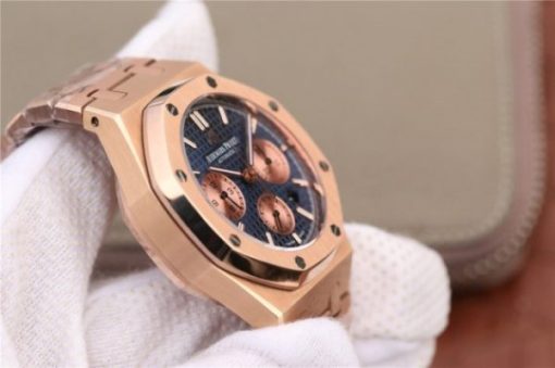 Replica Audemars Piguet Royal Oak Chronograph RG JHF Blue/RG Dial RG Bracelet A7750 - Image 10