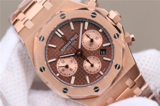 Replica Audemars Piguet Royal Oak Chronograph RG JHF Brown/RG Dial RG Bracelet A7750 - Image 3