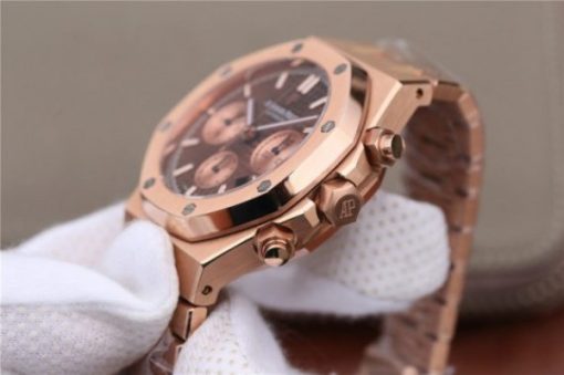 Replica Audemars Piguet Royal Oak Chronograph RG JHF Brown/RG Dial RG Bracelet A7750 - Image 10