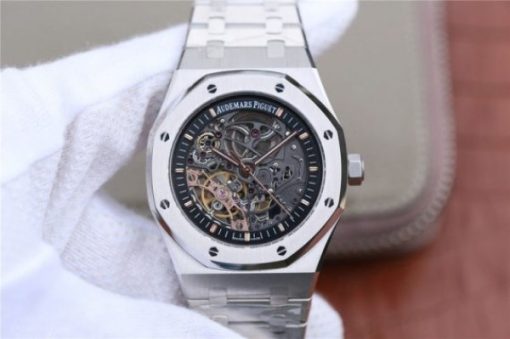 Replica Audemars Piguet Royal Oak 41mm Double Balance Wheel Openworked 15407 SS JF SS Bracelet A3132