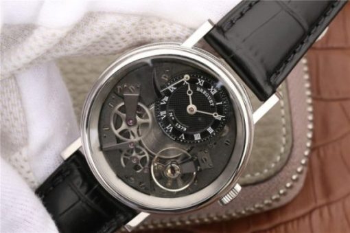 Replica Breguet Tradition 7057BB/G9/9W6 SS SF Black Skeleton Dial Black Leather Strap A507 - Image 2