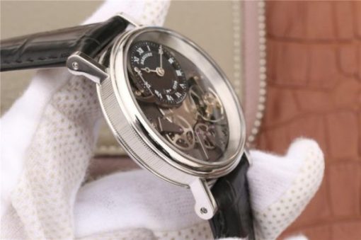 Replica Breguet Tradition 7057BB/G9/9W6 SS SF Black Skeleton Dial Black Leather Strap A507 - Image 4