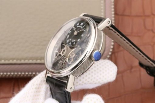 Replica Breguet Tradition 7057BB/G9/9W6 SS SF Black Skeleton Dial Black Leather Strap A507 - Image 5