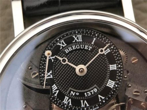 Replica Breguet Tradition 7057BB/G9/9W6 SS SF Black Skeleton Dial Black Leather Strap A507 - Image 7