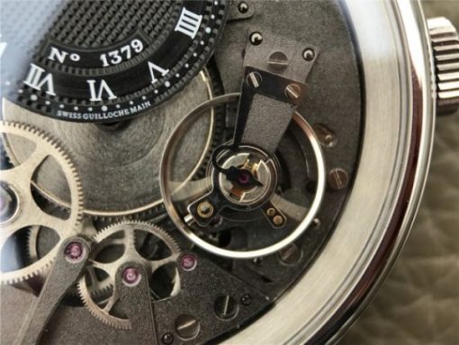 Replica Breguet Tradition 7057BB/G9/9W6 SS SF Black Skeleton Dial Black Leather Strap A507 - Image 9