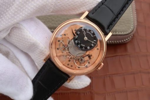 Replica Breguet Tradition 7057BR/R9/9W6 RG SF Rose Gold Skeleton Dial Black Leather Strap A507 - Image 2